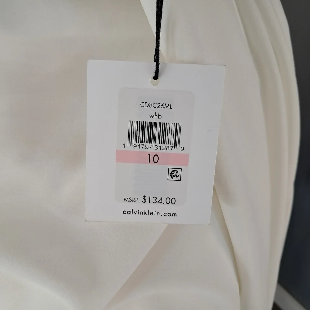 Calvin Klein Women's Sheath Dress White And Black 1/2 Sleeve Size 10 NWT - Picture 10 of 11